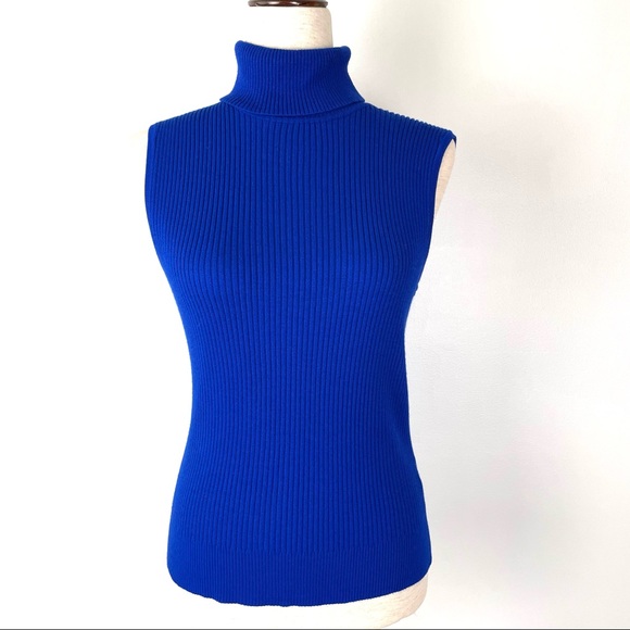 Cable & Gauge Tops Cable Gauge Royal Blue Sleeveless Turtleneck M